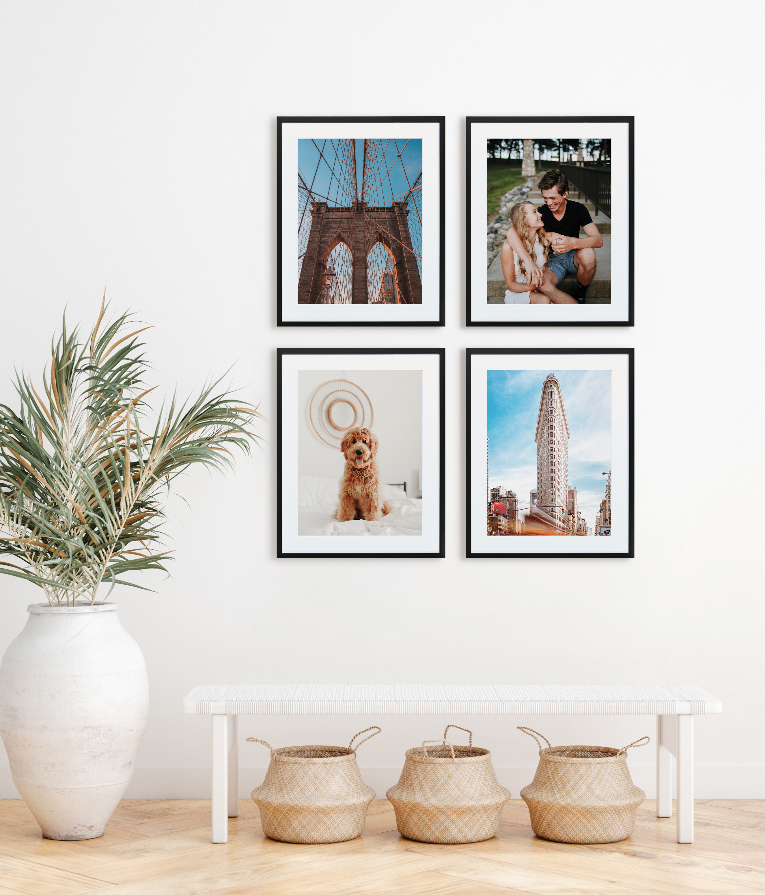Gallery wall of framed prints
