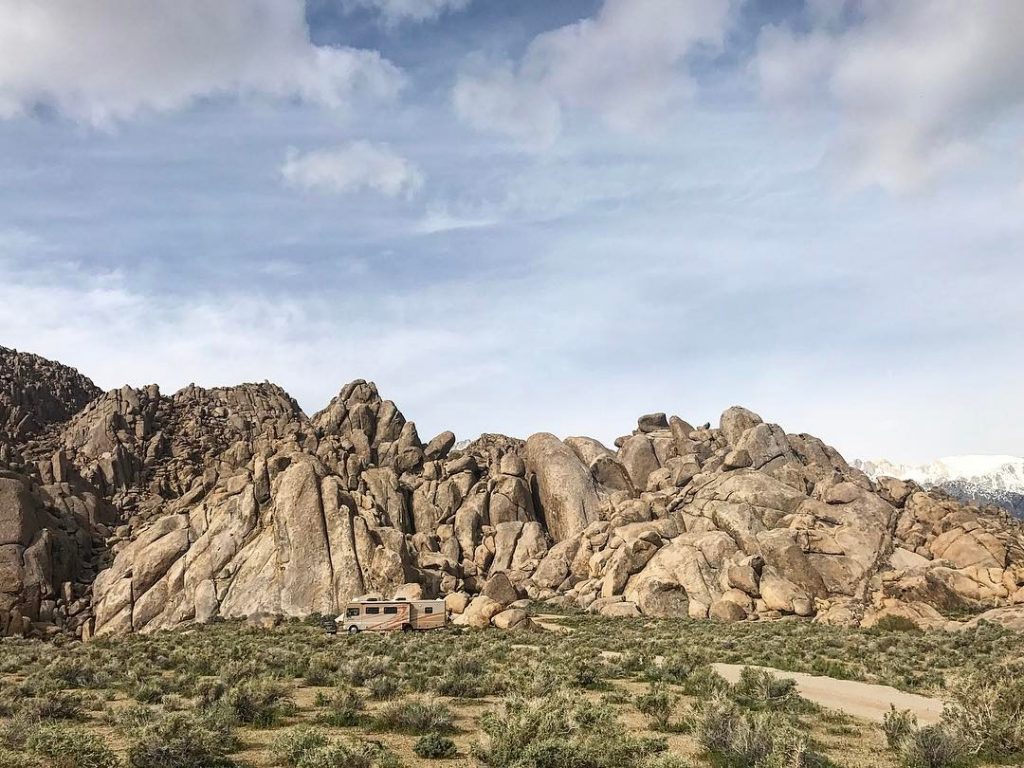 The Alabama Hills of California's Highway 395 are the perfect place for free RV camping.