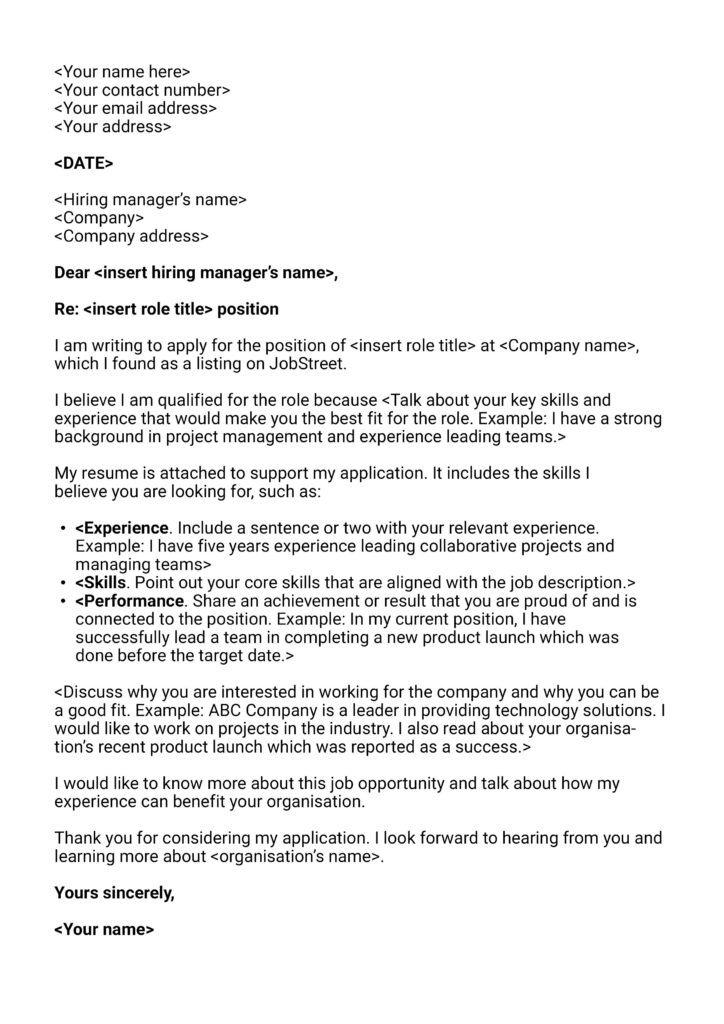 Simple Job Application Cover Letter