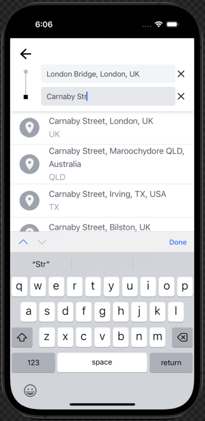Imagem da sessão Search Location Page