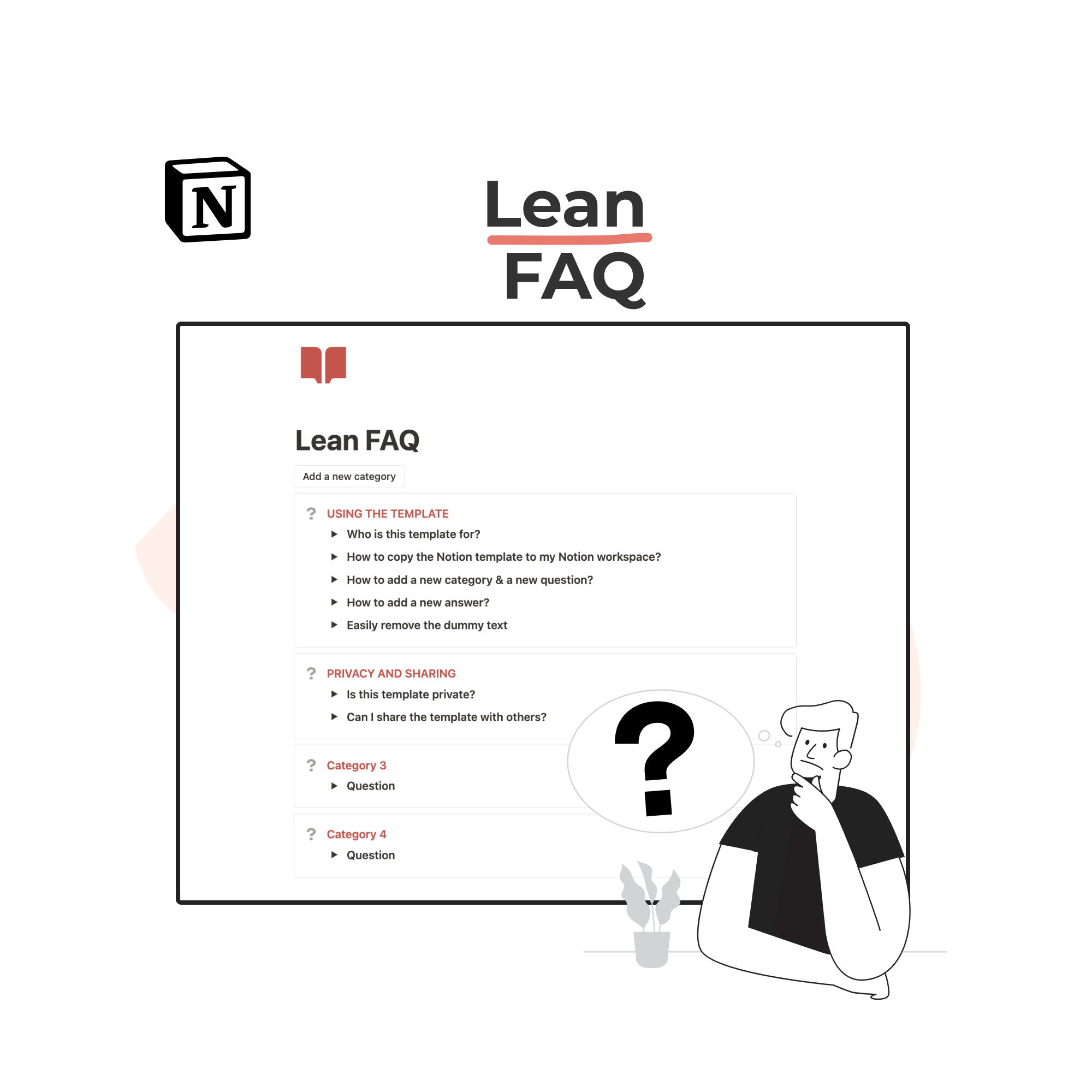 Lean FAQ Notion template - scalable communication and easy-to-find answers.