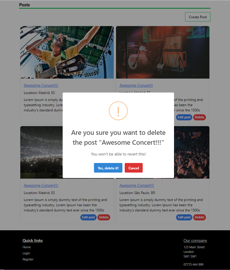Imagem da sessão Alert Delete Posts