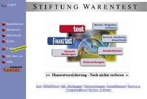 Internetseite der Stiftung Warentest 1997-2001