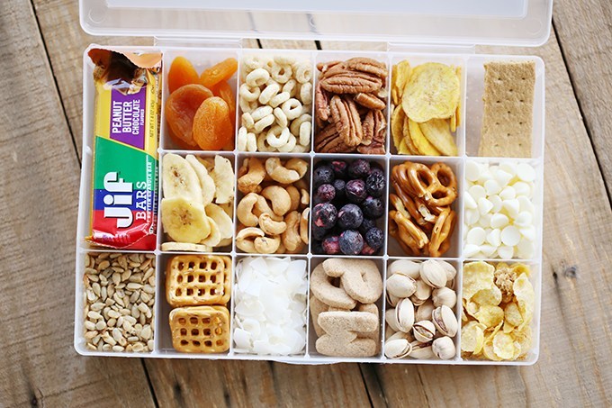 With kids, it may be easiest to pack easy-to-grab snacks to have nearby while traveling.