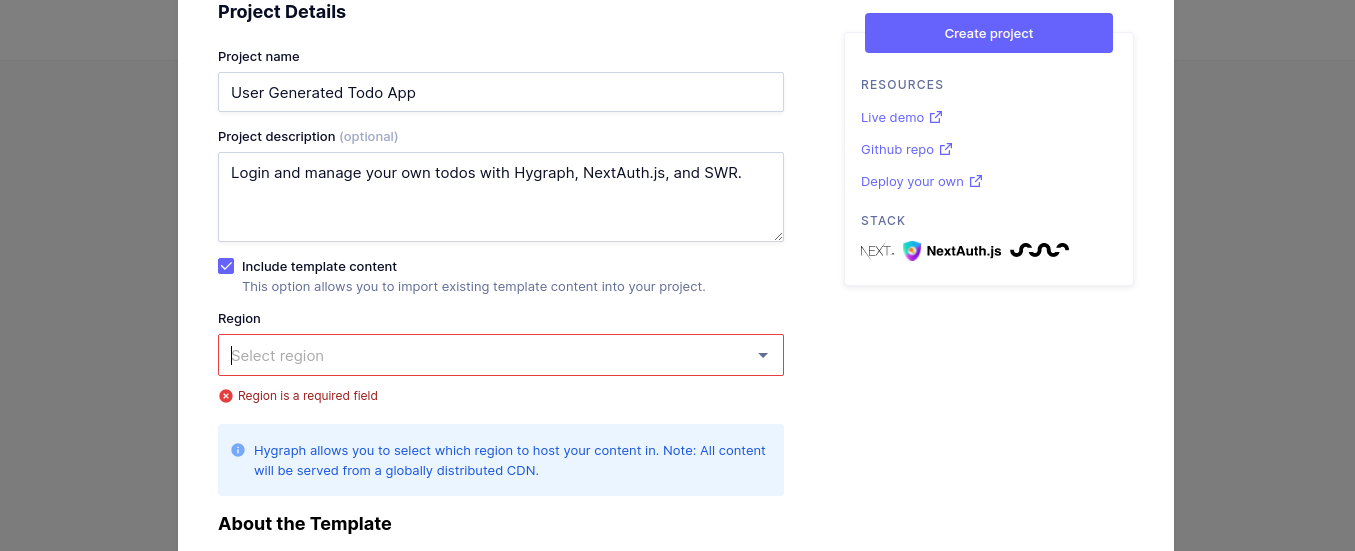 create a hygraph project