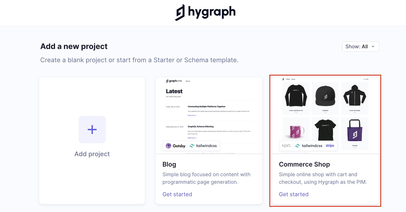 ecommerce template in hygraph