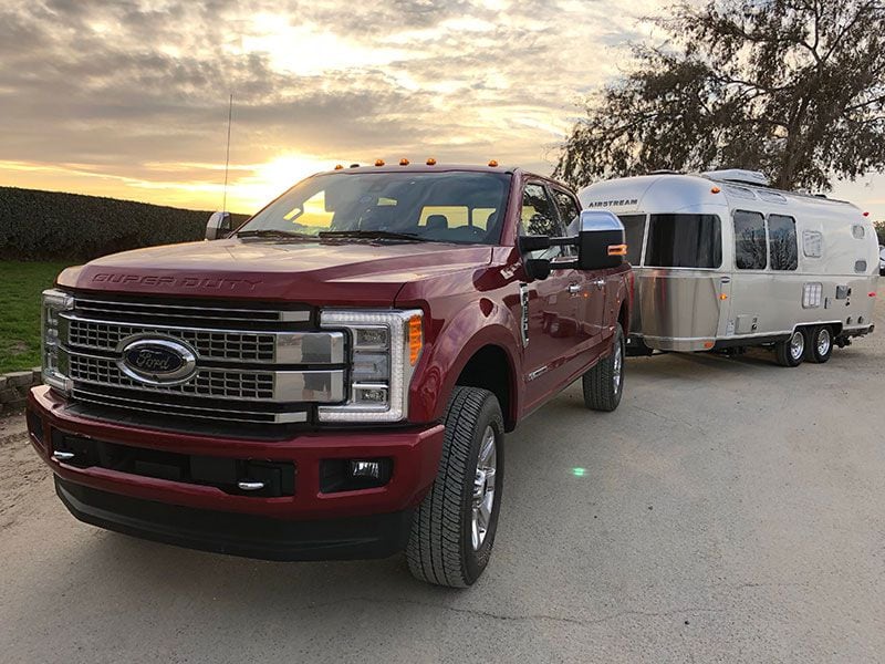 2017 Ford F 250 Diesel 4WD Crew Cab Platinum with Airstream ・  Photo by Charlie Schiavone