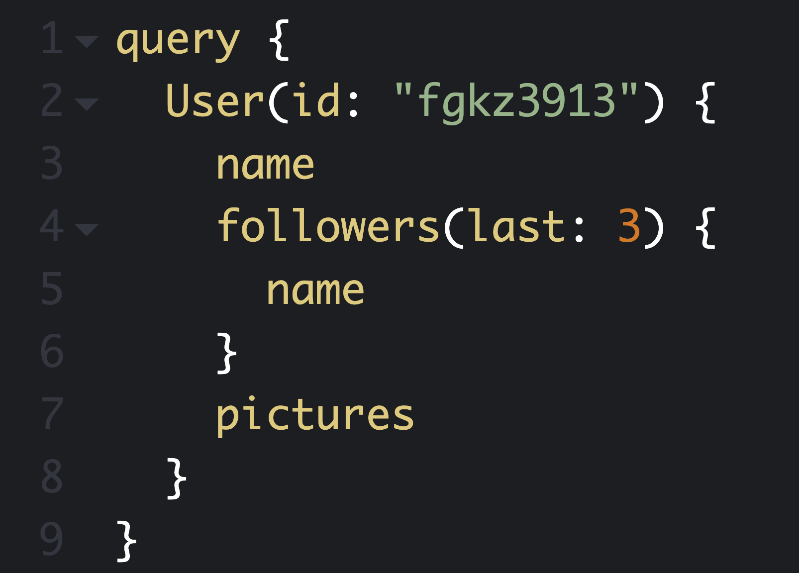 Image shows code - GraphQL query to get user data