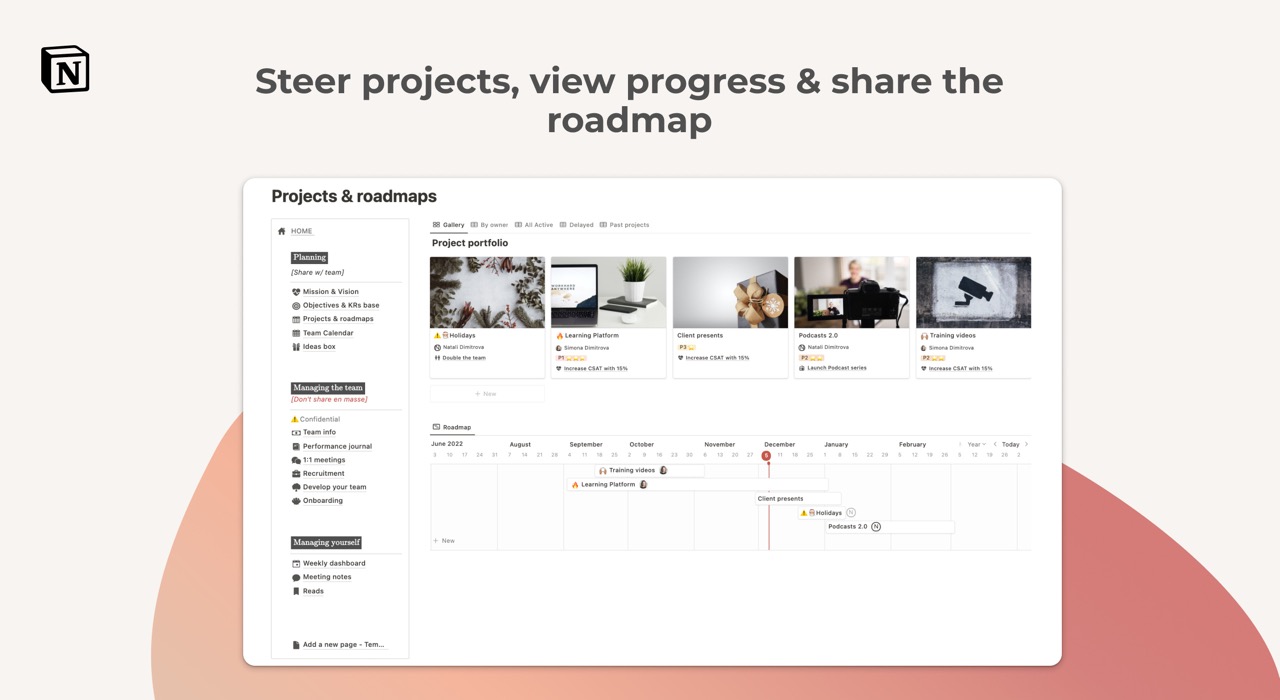 Manager OS project management template - track and share project roadmaps.