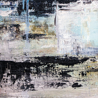 A close-up of an abstract style painting