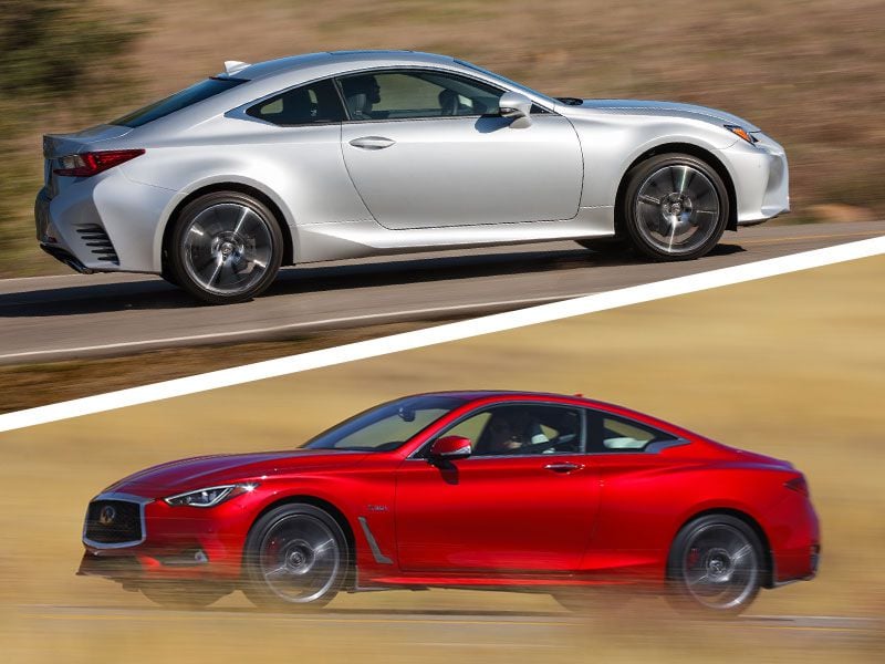 2018 Lexus RC vs 2018 Infiniti Q60 exterior profile 