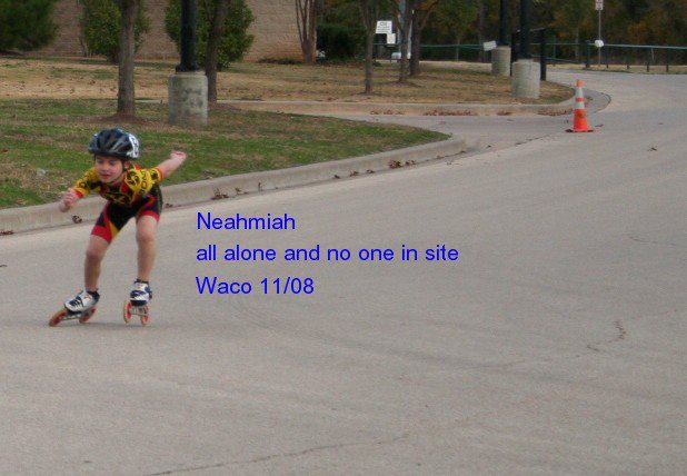 Neahmiah way in front of the rest of the group. Waco, TX 