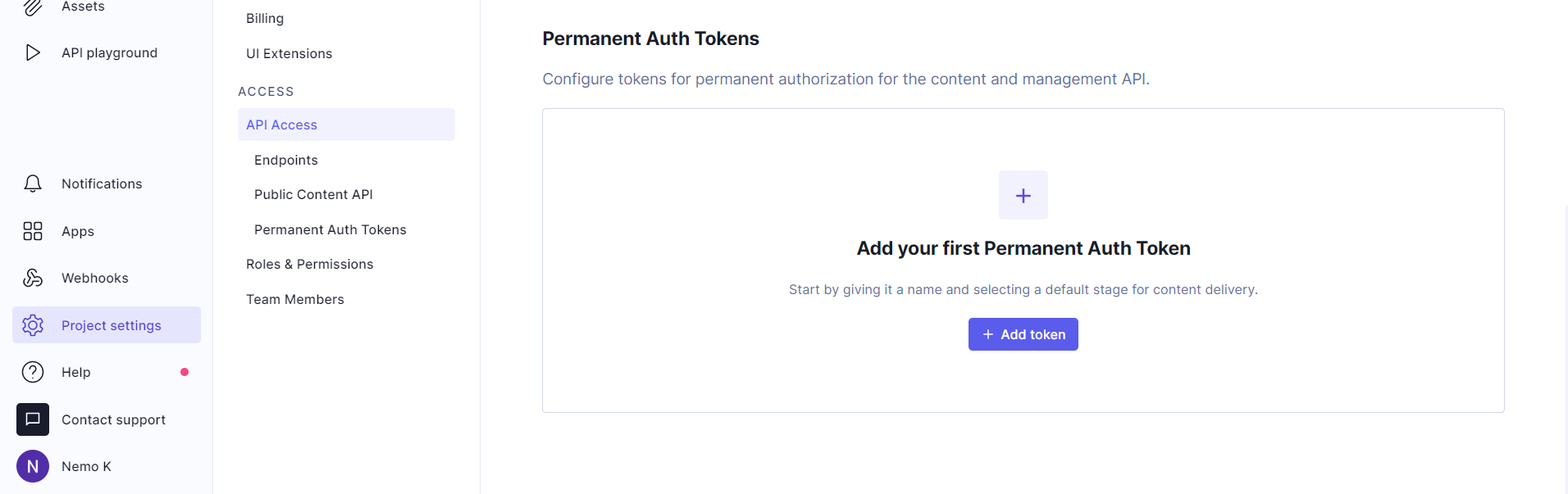 Adding a permanent auth token