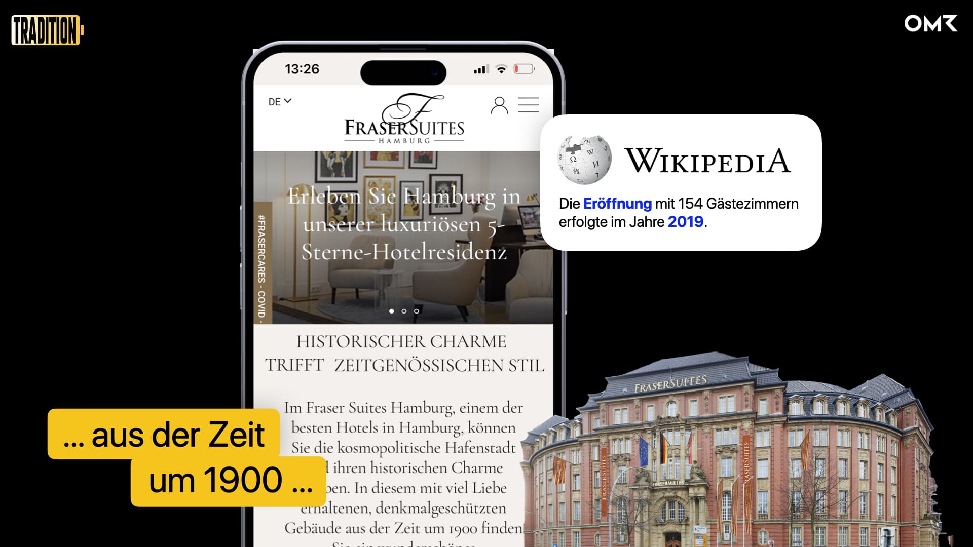 Ein denkmalgeschütztes Gebäude als Kulisse für ein modernes Luxus-Hotel. Fotos: Screenshot/Fraser Suits