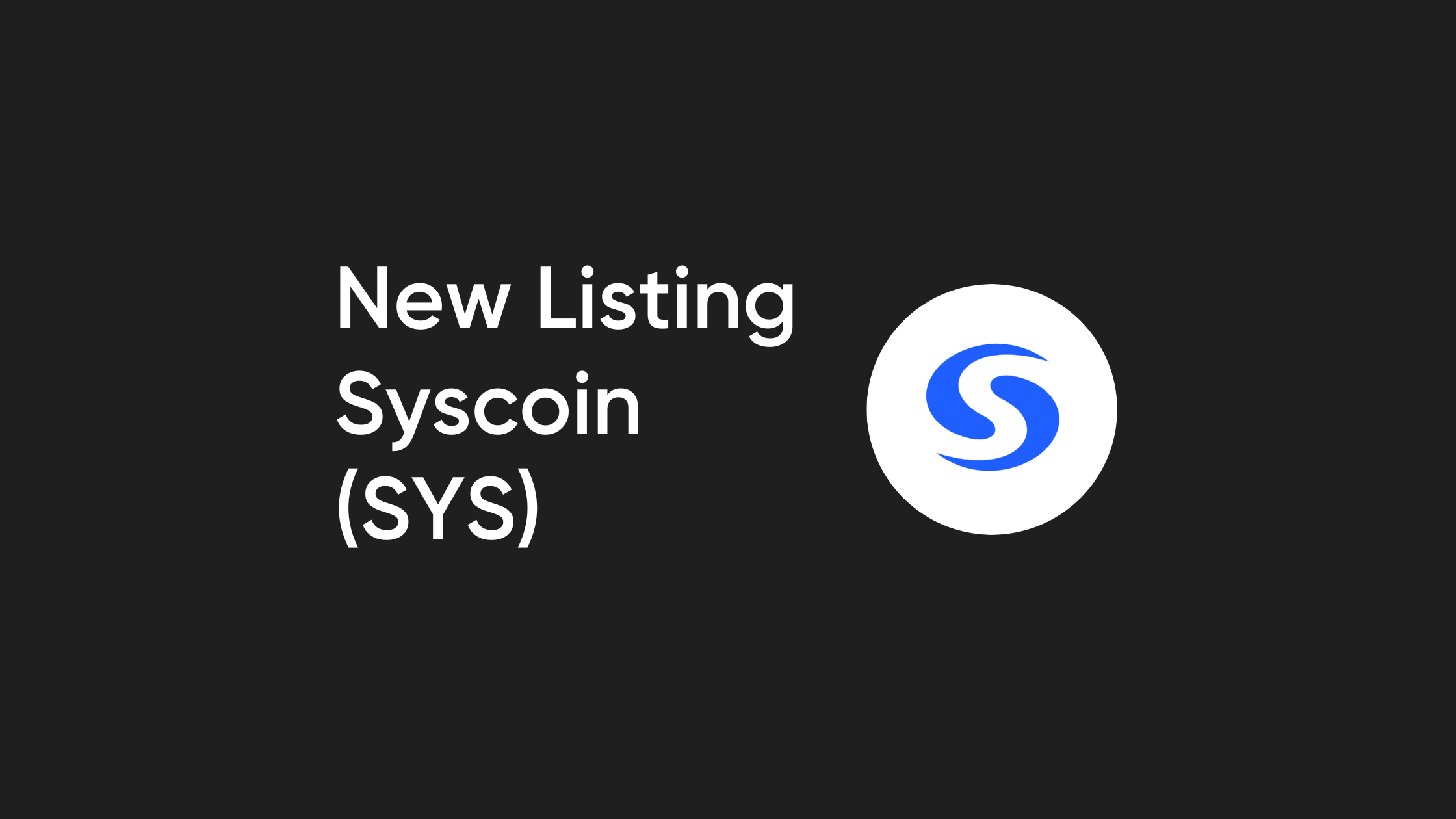 Bitvavo lists Syscoin (SYS)