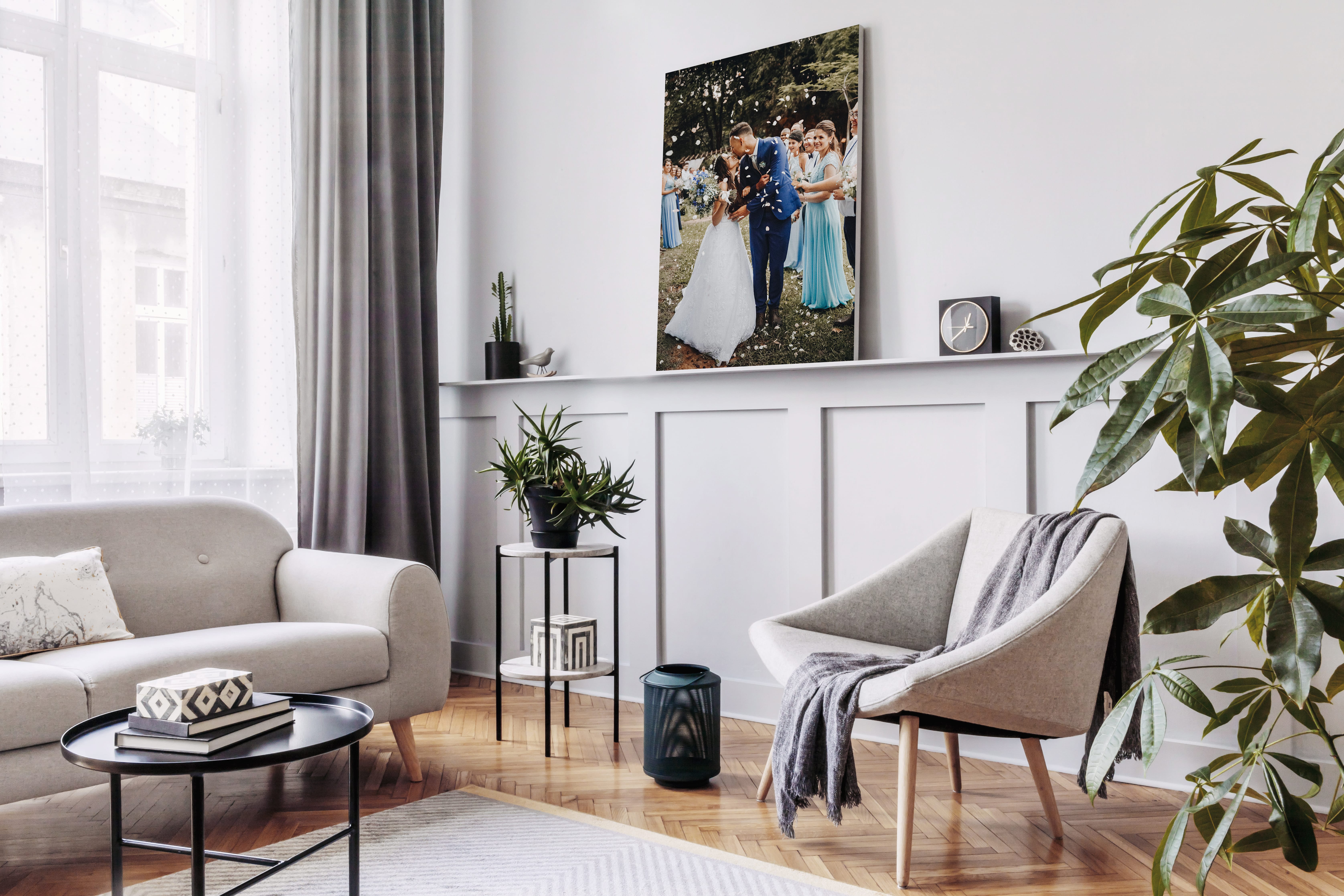 Canvas print of bride and groom on wedding day