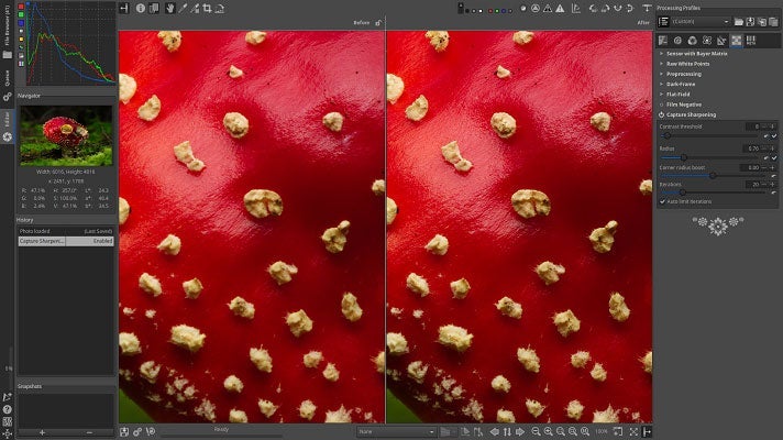 User interface screenshot of the image editing software RawTherapee