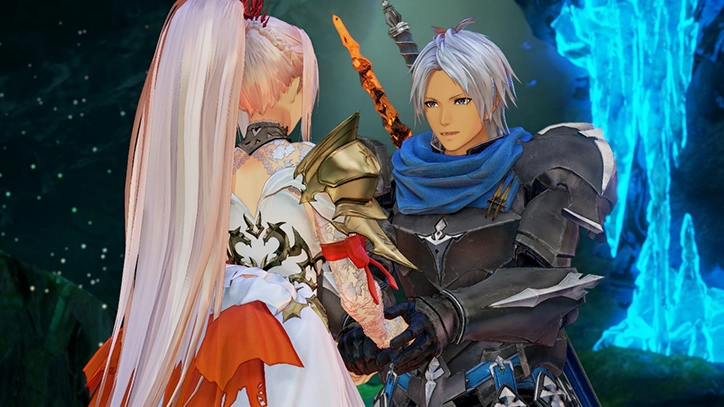 Shionne and Alphen, two main characters from Tales of Arise Beyond the Dawn, having a conversation.