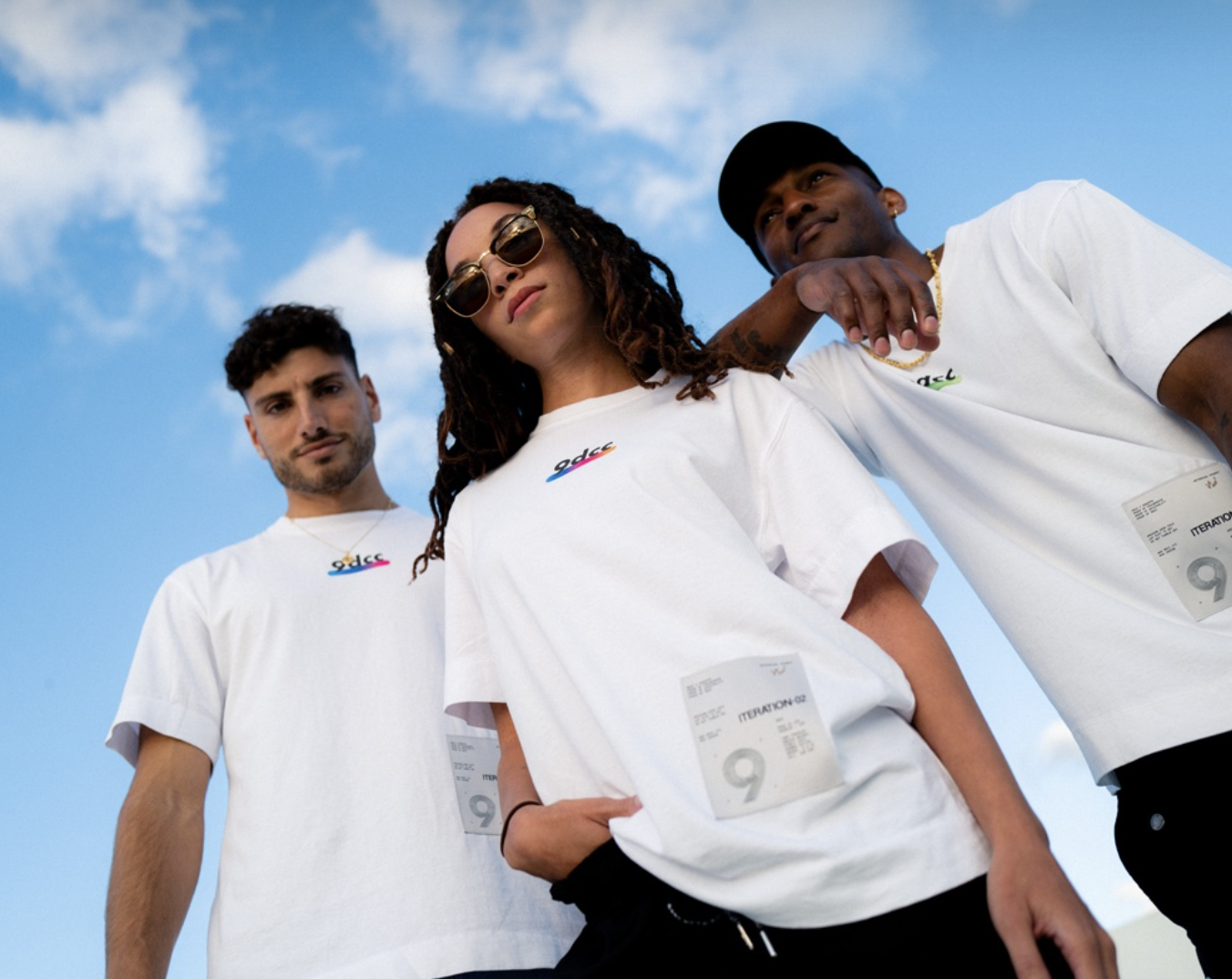brand photo of 3 people wearing 9dcc ITERATION-02 t-shirts.png