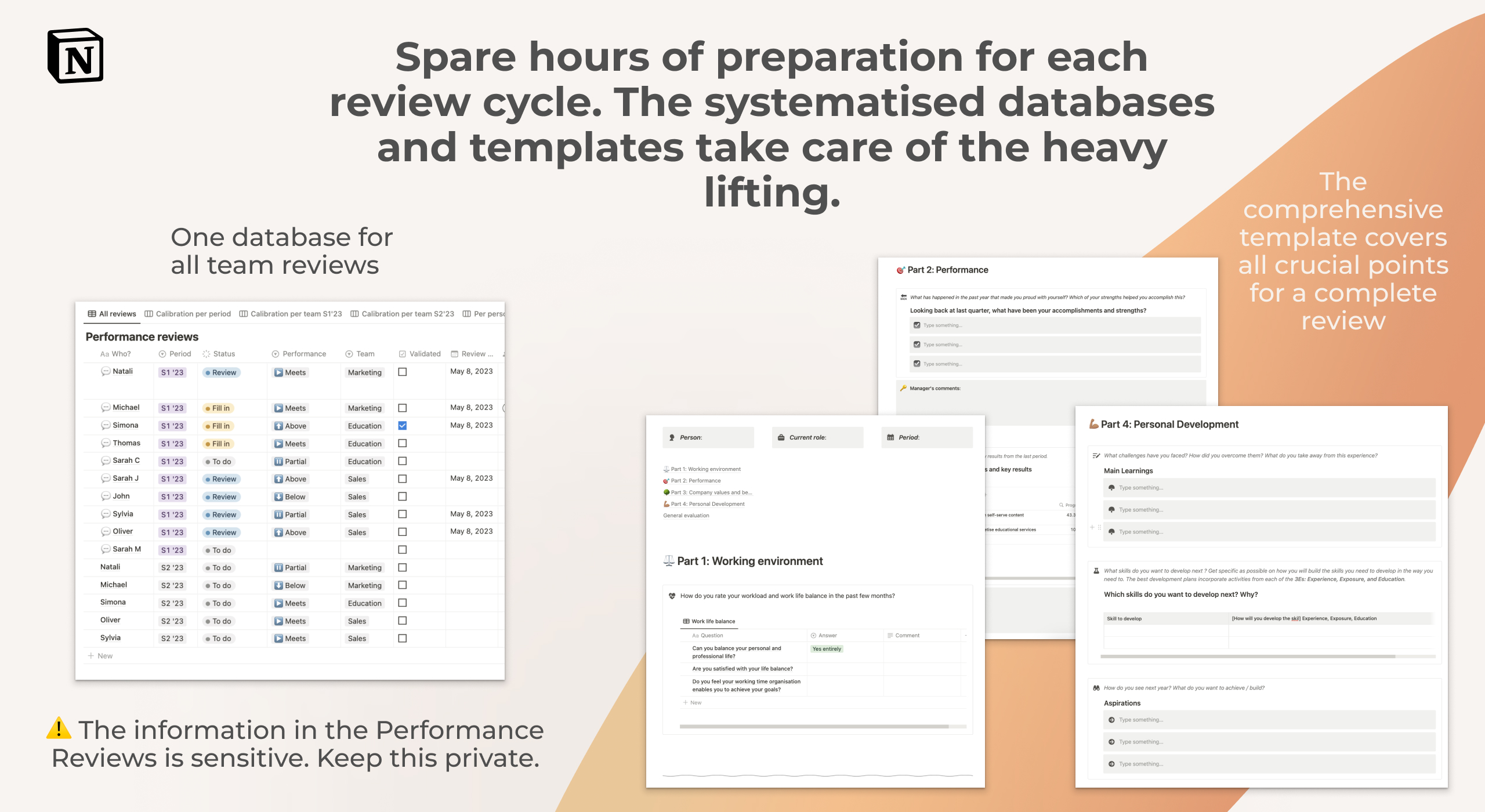 Performance review cycle template - simplify preparation for each review.