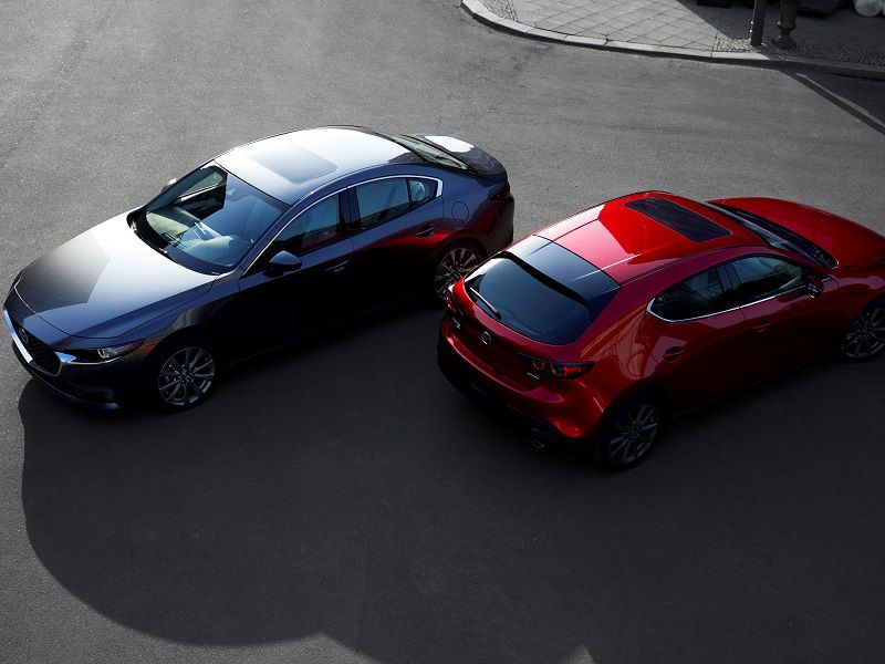 2019 Mazda Mazda3 Sedan Hatchback Top Three Quarter ・  Photo by Mazda 