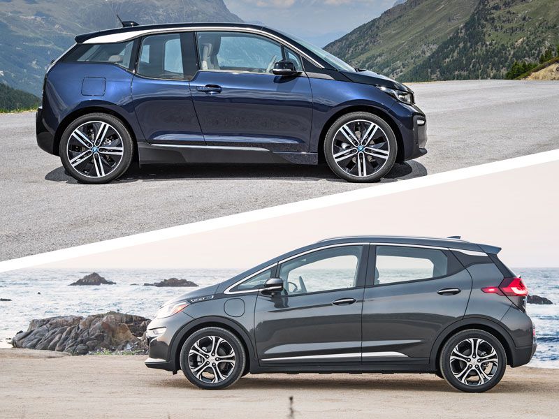 2018 BMW i3 vs 2018 Chevrolet Bolt exterior profile ・  Photo by BMW / General Motors