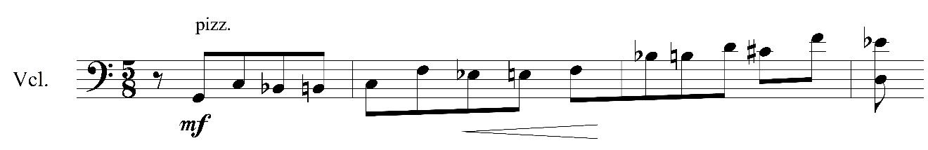Example 8b: Summer Strings, Cello, mm. 25–28