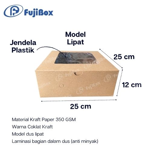 FUJIBOX KRAFT | BROWN KRAFT 25 x 25 x 12 | DUS ANTI MINYAK 