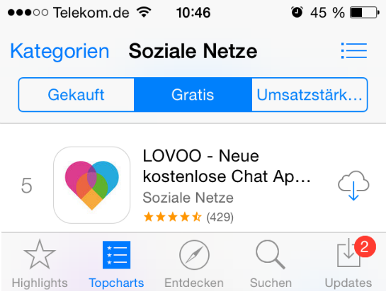 Screenshot von Apples App-Store