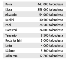 Taulukko 1: Lemmikkien 10 kärjessä. Lähde: Kulutustutkimus 2012. Tilastokeskus