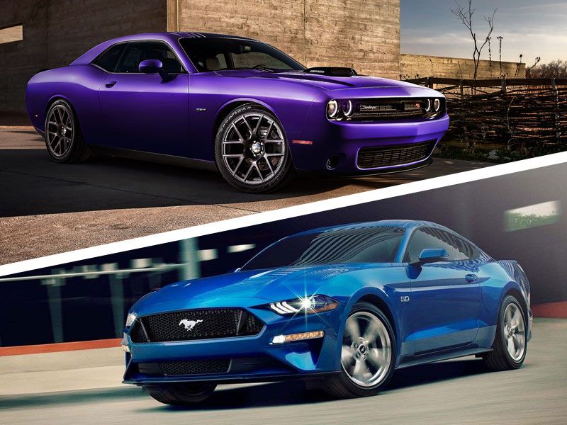Dodge Challenger vs Ford Mustang ・  Photo by Dodge / Ford