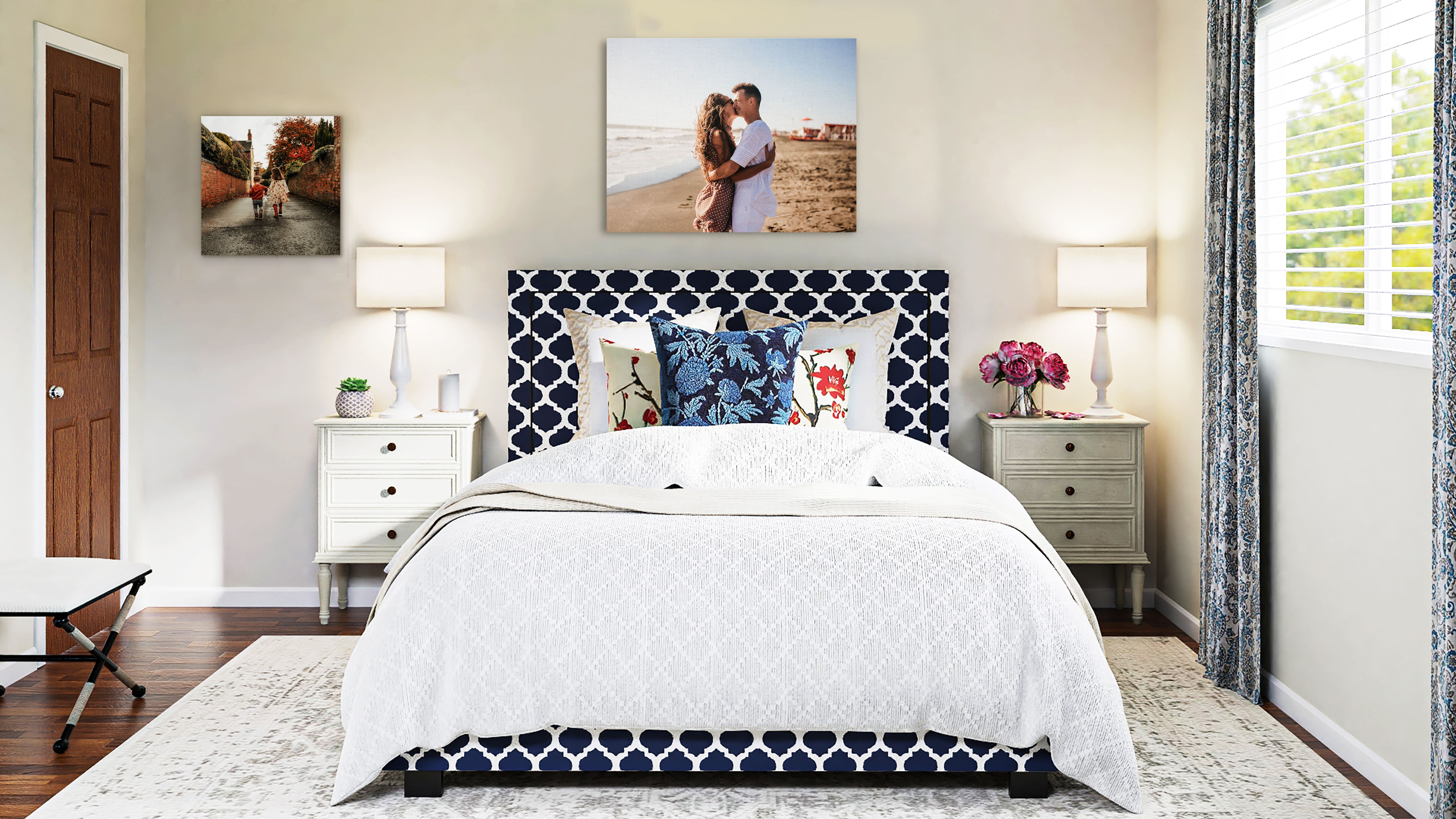 Canvas prints in bedroom of family