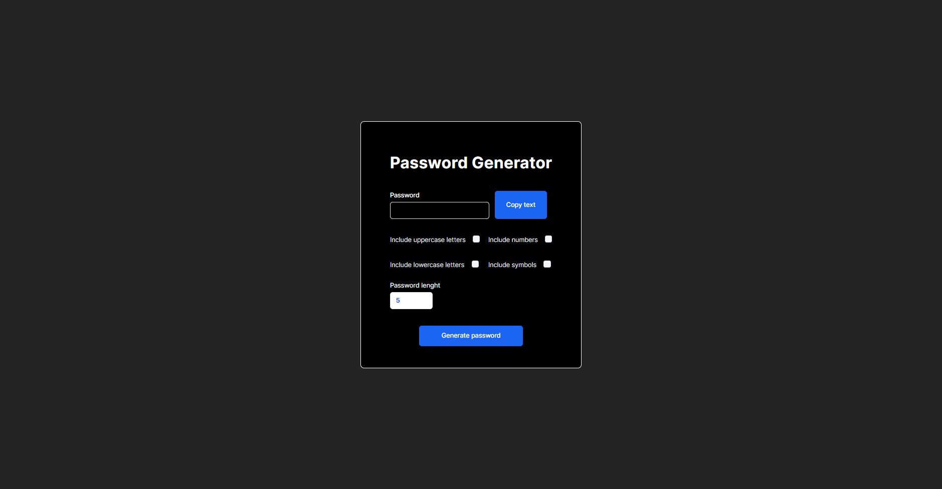 Tumbnail do projeto Password Generator