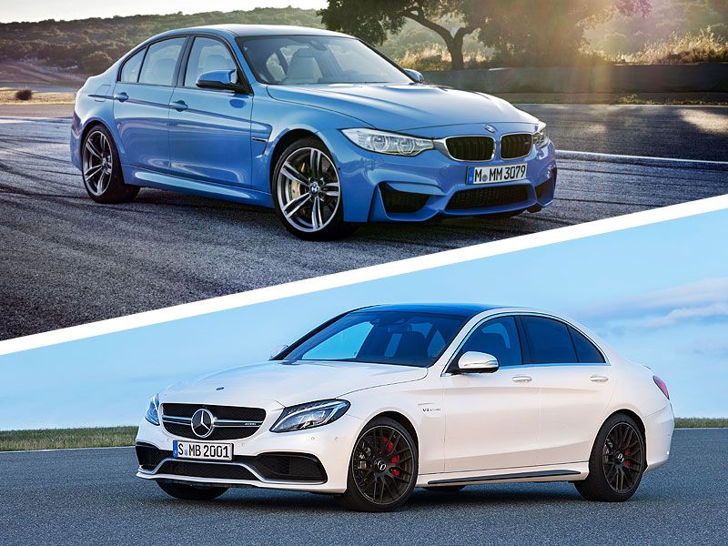2017 BMW M3 vs 2017 Mercedes AMG C63 exterior front angle ・  Photo by BMW / Mercedes-Benz
