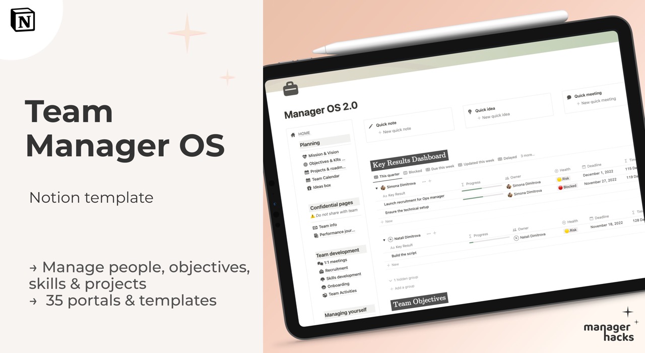 Manager OS template - manage people, projects, and objectives in one place.