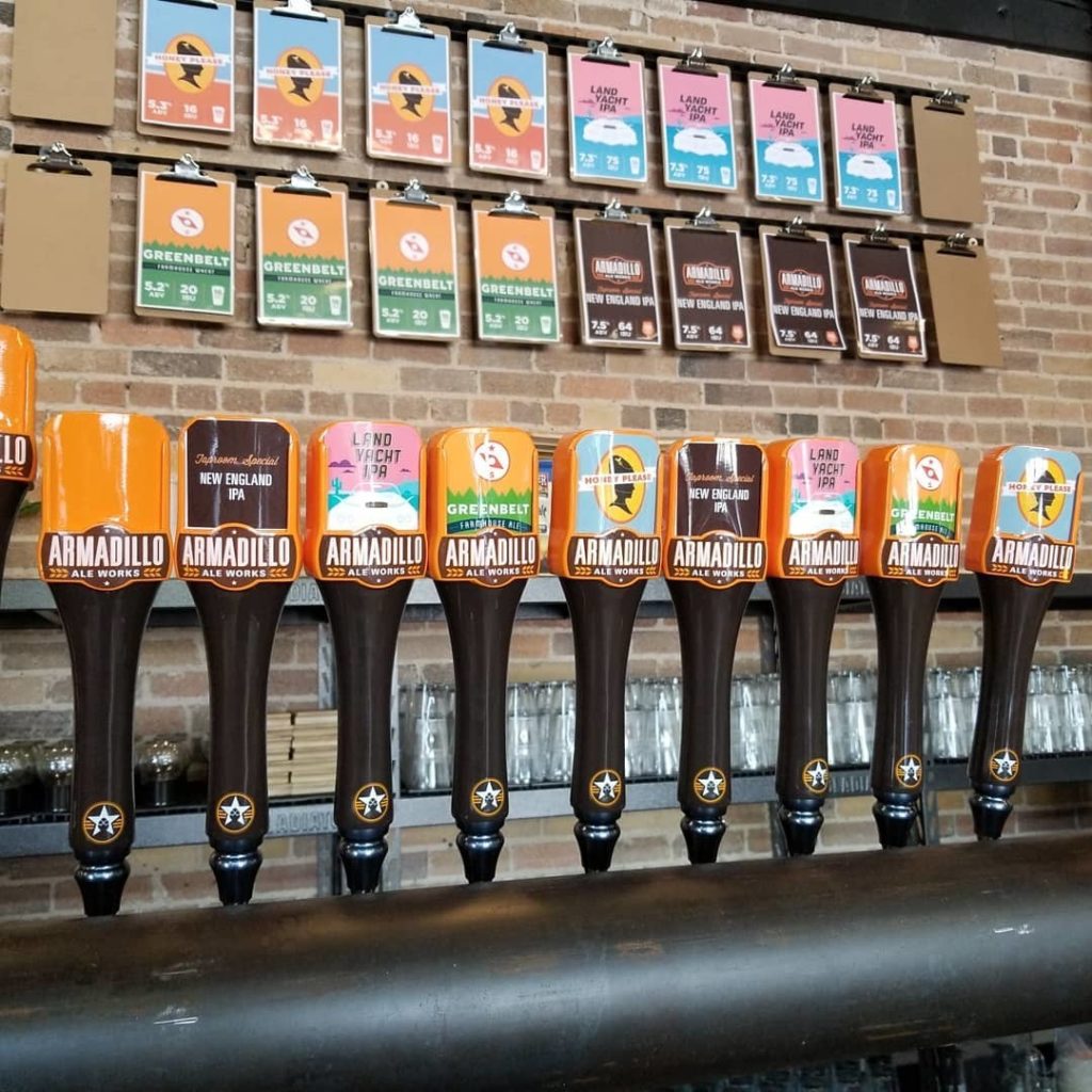 The Armadillo Ale Works taproom has several beers on tap.