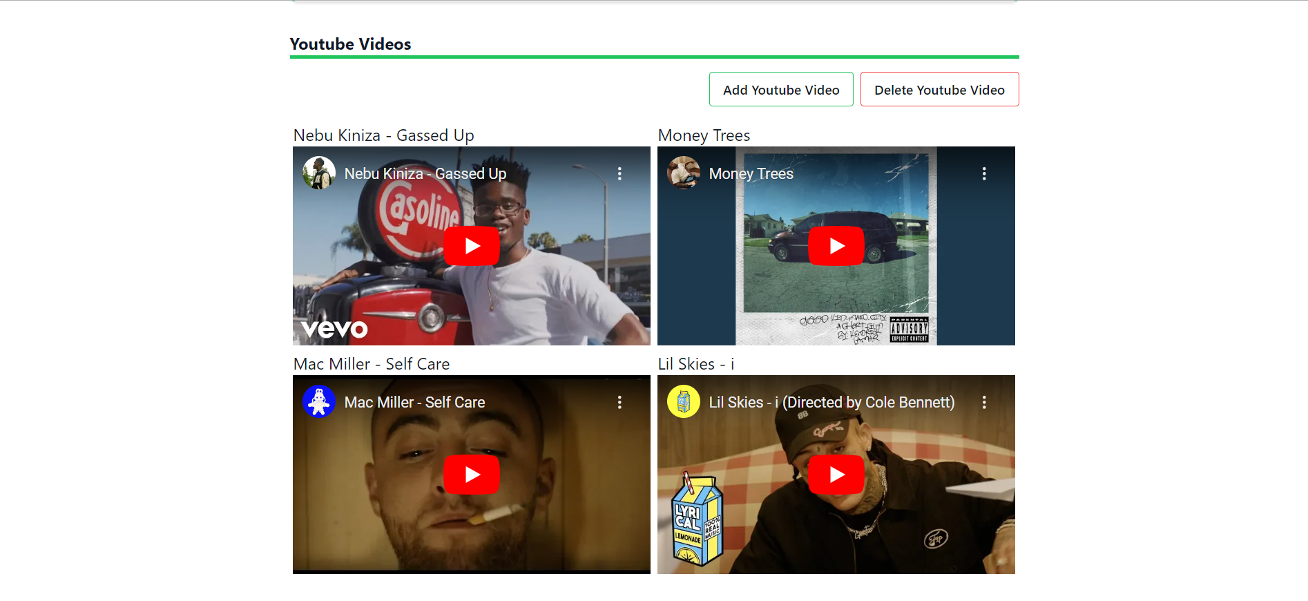 Imagem da sessão Youtube Page