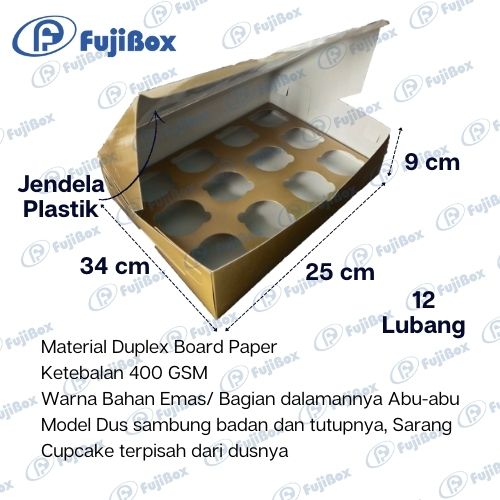 FUJIBOX DUS EMAS CUP CAKE | CC KM L12 34 X 25 X 9 | KOTAK CUP CAKE