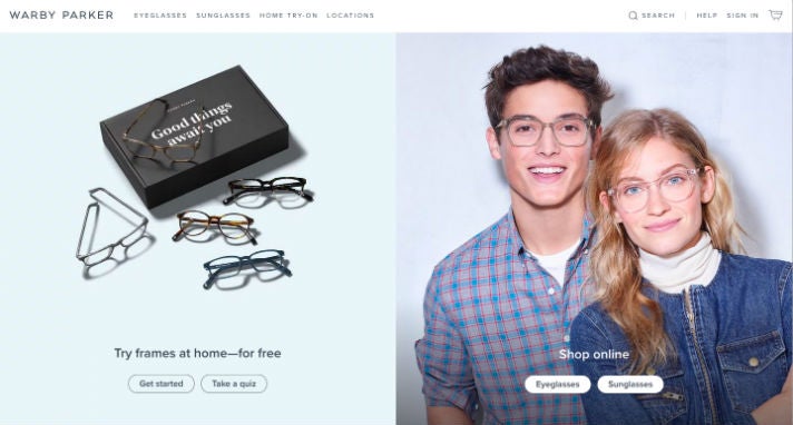 Warby Parker Webseite