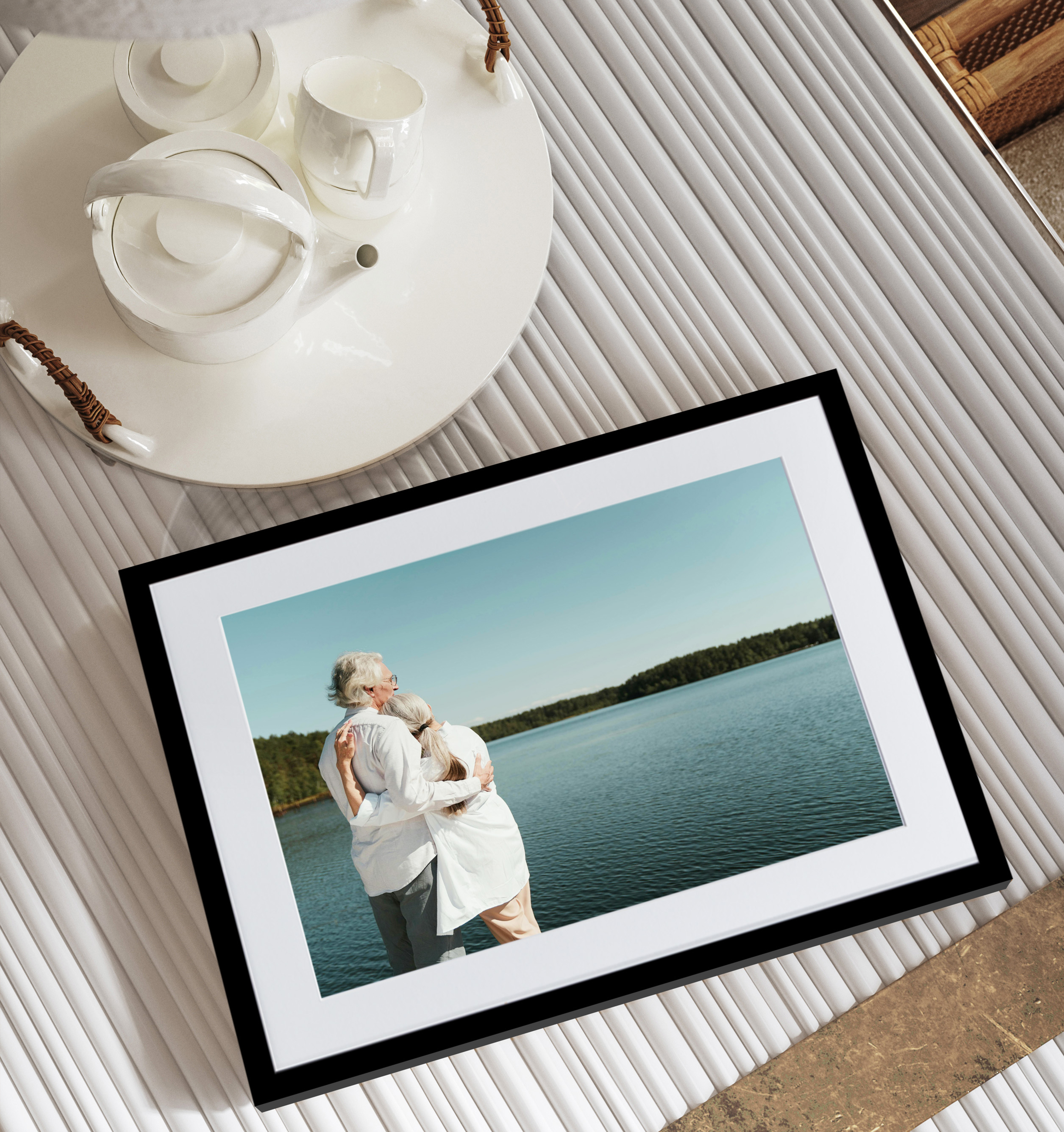 Framed print of an elderly couple