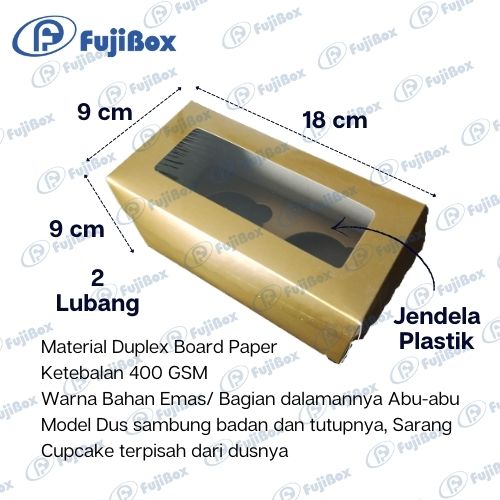 FUJIBOX DUS EMAS CUP CAKE | CC KM L2 9 X 18 X 9 | KOTAK CUP CAKE