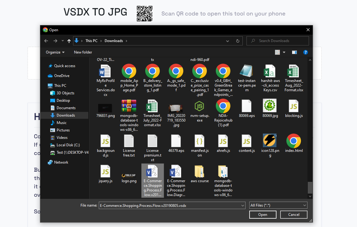 convert vsdx to jpg file free online using convertor tools?