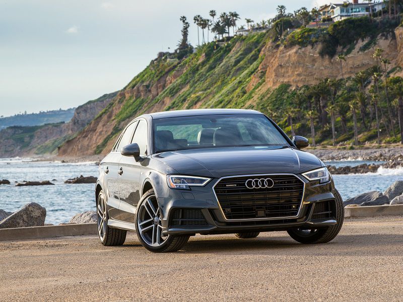 2018 Audi A3 Sedan Grey Parked Front HERO ・  Photo by Audi 