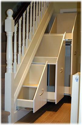 Coulisses pour tiroirs Accuride pour rangement escamotable sous un escalier