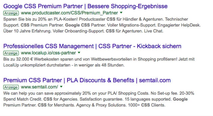 Agenturen CSS Google Shopping