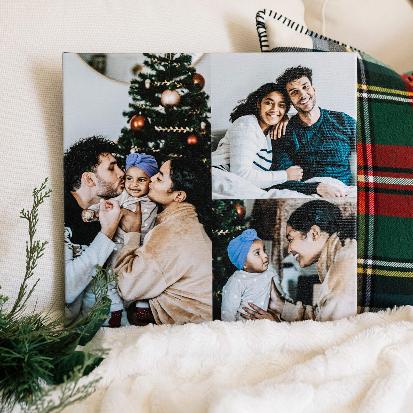 Collage print of family during Christmas