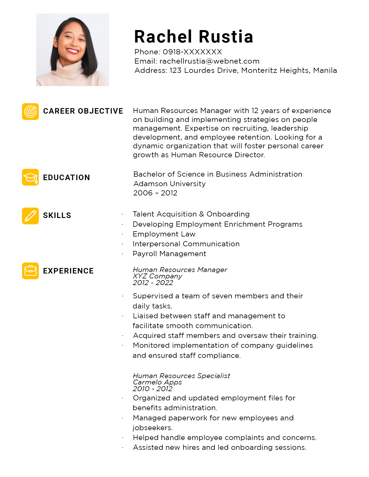 Simple Resume Sample Format Philippines Resume Galler vrogue.co