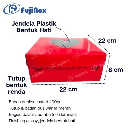 FUJIBOX DUS LOVE | LOVE 22 X 22 x 8 | MERAH HATI KACA 22