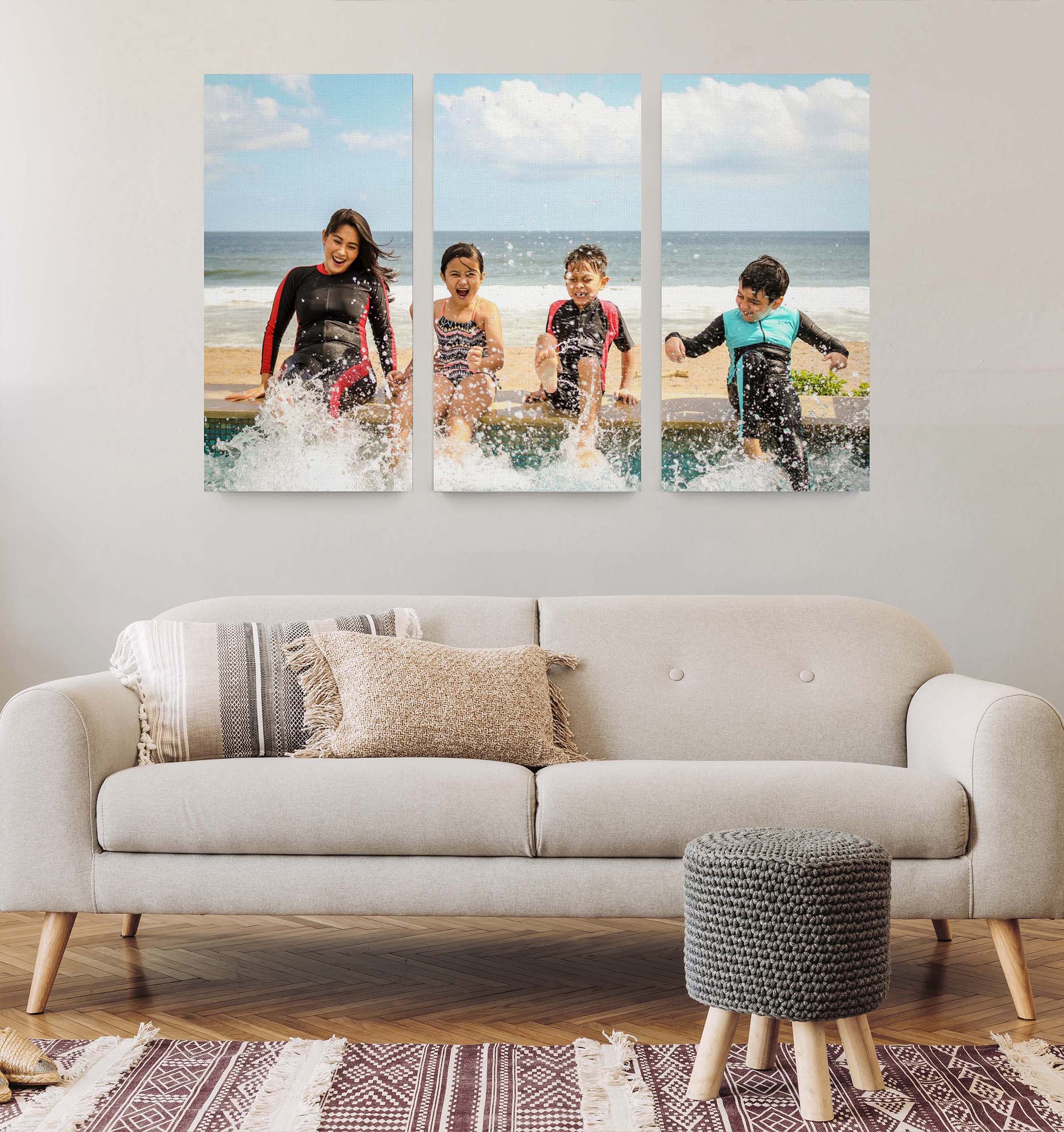 photo of three kids spread over three canvas prints