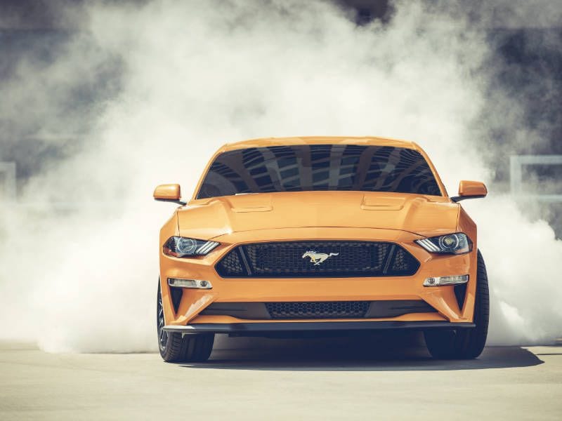 2018 Ford Mustang GT burnout V8 front ・  Photo by Ford 
